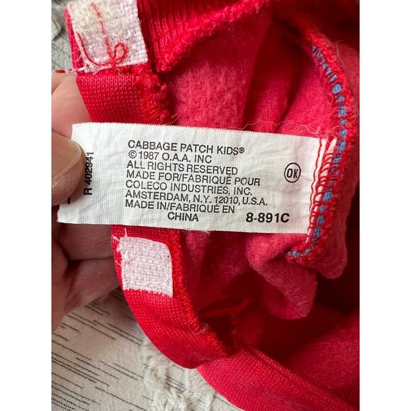 1987 Cabbage Patch Outfit Color Red Back Two button/pocket embellishments - Picture 3 of 5